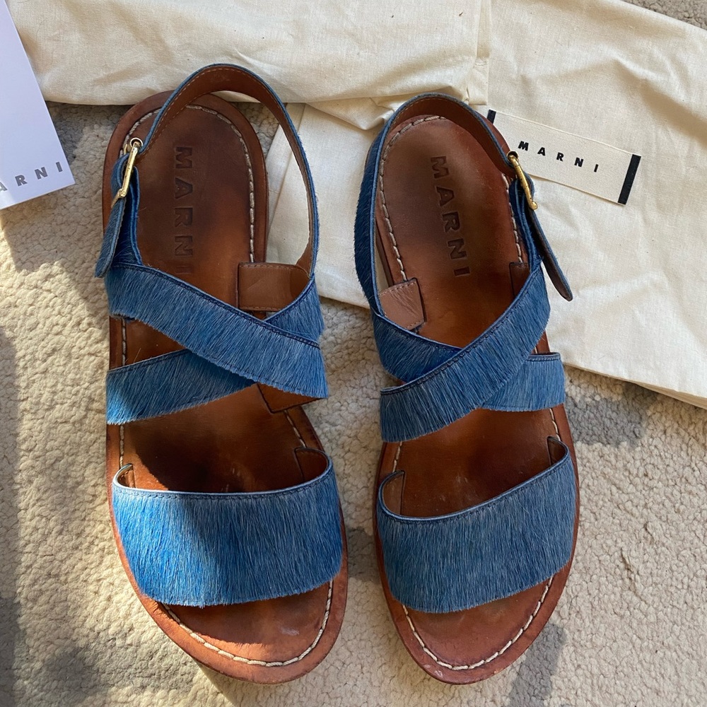 Marni calf leather sandals blue 7